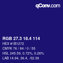 カラーコード: RGB 27.3 18.4 114 | qconv.com