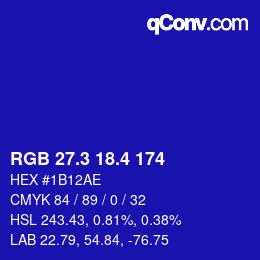 カラーコード: RGB 27.3 18.4 174 | qconv.com