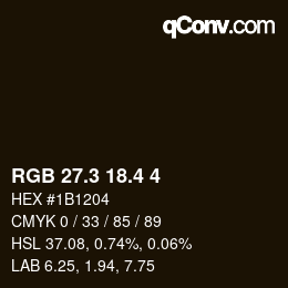 カラーコード: RGB 27.3 18.4 4 | qconv.com
