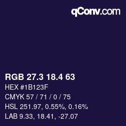カラーコード: RGB 27.3 18.4 63 | qconv.com