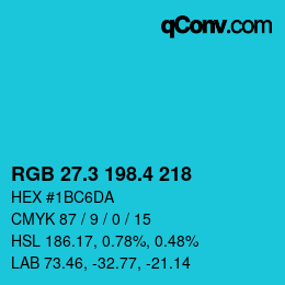 カラーコード: RGB 27.3 198.4 218 | qconv.com