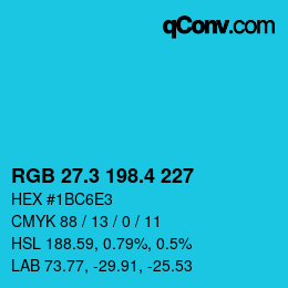 カラーコード: RGB 27.3 198.4 227 | qconv.com