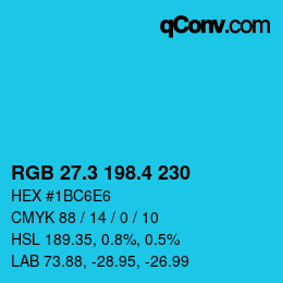 カラーコード: RGB 27.3 198.4 230 | qconv.com