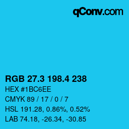 カラーコード: RGB 27.3 198.4 238 | qconv.com