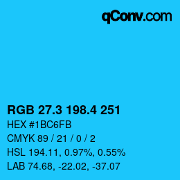 カラーコード: RGB 27.3 198.4 251 | qconv.com