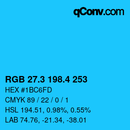 カラーコード: RGB 27.3 198.4 253 | qconv.com