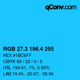 カラーコード: RGB 27.3 198.4 255 | qconv.com