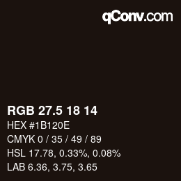 Color code: RGB 27.5 18 14 | qconv.com