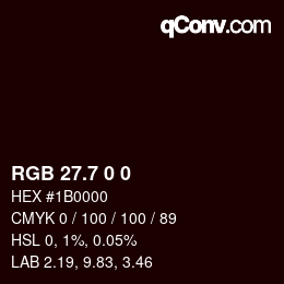 カラーコード: RGB 27.7 0 0 | qconv.com