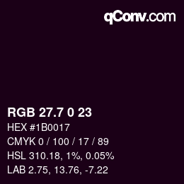 カラーコード: RGB 27.7 0 23 | qconv.com