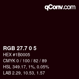 カラーコード: RGB 27.7 0 5 | qconv.com