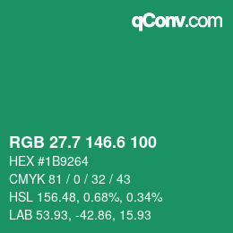 カラーコード: RGB 27.7 146.6 100 | qconv.com