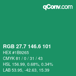 カラーコード: RGB 27.7 146.6 101 | qconv.com
