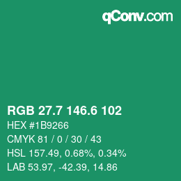 カラーコード: RGB 27.7 146.6 102 | qconv.com