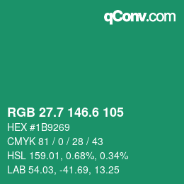 カラーコード: RGB 27.7 146.6 105 | qconv.com