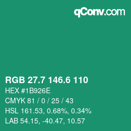 カラーコード: RGB 27.7 146.6 110 | qconv.com