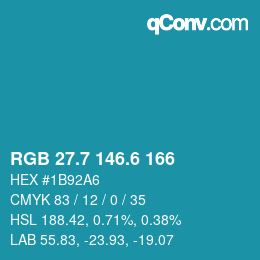 カラーコード: RGB 27.7 146.6 166 | qconv.com
