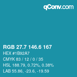 カラーコード: RGB 27.7 146.6 167 | qconv.com
