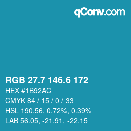 カラーコード: RGB 27.7 146.6 172 | qconv.com