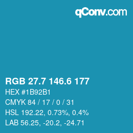 カラーコード: RGB 27.7 146.6 177 | qconv.com