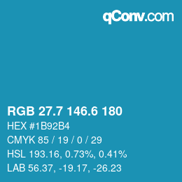 カラーコード: RGB 27.7 146.6 180 | qconv.com