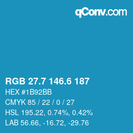 カラーコード: RGB 27.7 146.6 187 | qconv.com