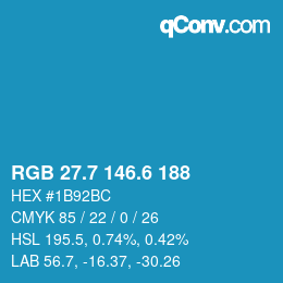カラーコード: RGB 27.7 146.6 188 | qconv.com
