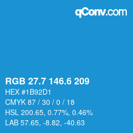 カラーコード: RGB 27.7 146.6 209 | qconv.com
