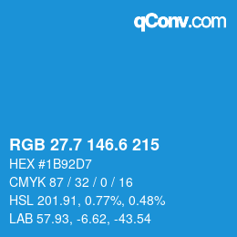 カラーコード: RGB 27.7 146.6 215 | qconv.com