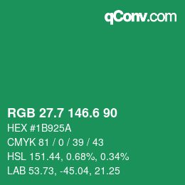 カラーコード: RGB 27.7 146.6 90 | qconv.com