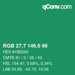 カラーコード: RGB 27.7 146.6 96 | qconv.com