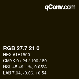 カラーコード: RGB 27.7 21 0 | qconv.com