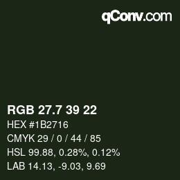 カラーコード: RGB 27.7 39 22 | qconv.com