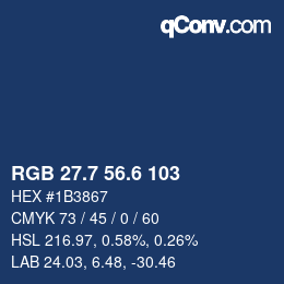カラーコード: RGB 27.7 56.6 103 | qconv.com