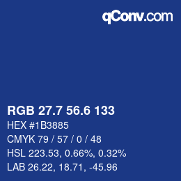カラーコード: RGB 27.7 56.6 133 | qconv.com