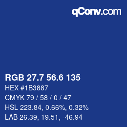 カラーコード: RGB 27.7 56.6 135 | qconv.com