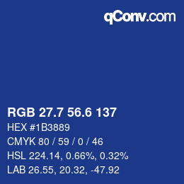 カラーコード: RGB 27.7 56.6 137 | qconv.com