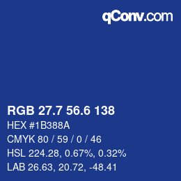 カラーコード: RGB 27.7 56.6 138 | qconv.com