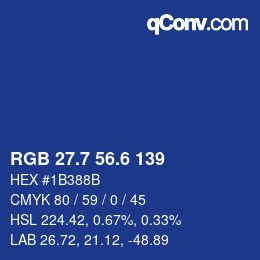 カラーコード: RGB 27.7 56.6 139 | qconv.com