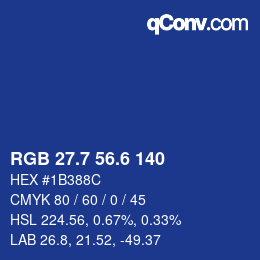 カラーコード: RGB 27.7 56.6 140 | qconv.com