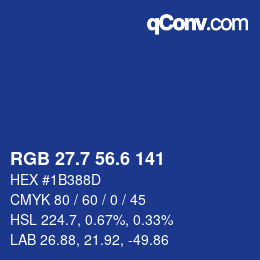 カラーコード: RGB 27.7 56.6 141 | qconv.com