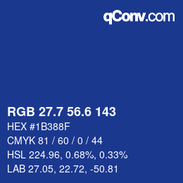 カラーコード: RGB 27.7 56.6 143 | qconv.com
