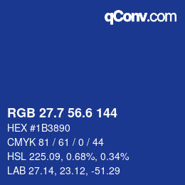 カラーコード: RGB 27.7 56.6 144 | qconv.com