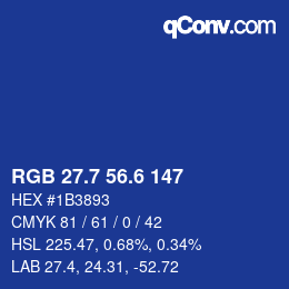 カラーコード: RGB 27.7 56.6 147 | qconv.com