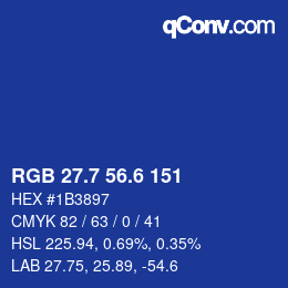 カラーコード: RGB 27.7 56.6 151 | qconv.com