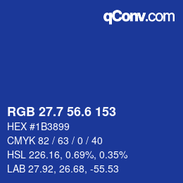 カラーコード: RGB 27.7 56.6 153 | qconv.com