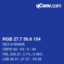 カラーコード: RGB 27.7 56.6 154 | qconv.com