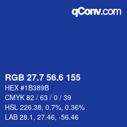カラーコード: RGB 27.7 56.6 155 | qconv.com
