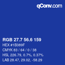 カラーコード: RGB 27.7 56.6 159 | qconv.com