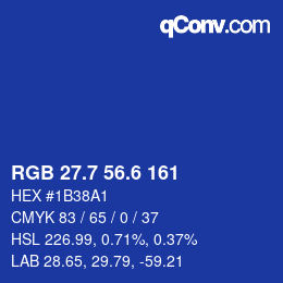 カラーコード: RGB 27.7 56.6 161 | qconv.com
